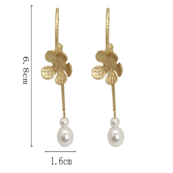 💙Sterling Silver SAKURA FAUX PEARL EARRING - Picture 3 of 7